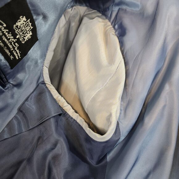 Enzo Tovare Blazer Mens 46R Gray Blue Plaid Brit AMF Jacket Wool Two Button - Picture 12 of 16